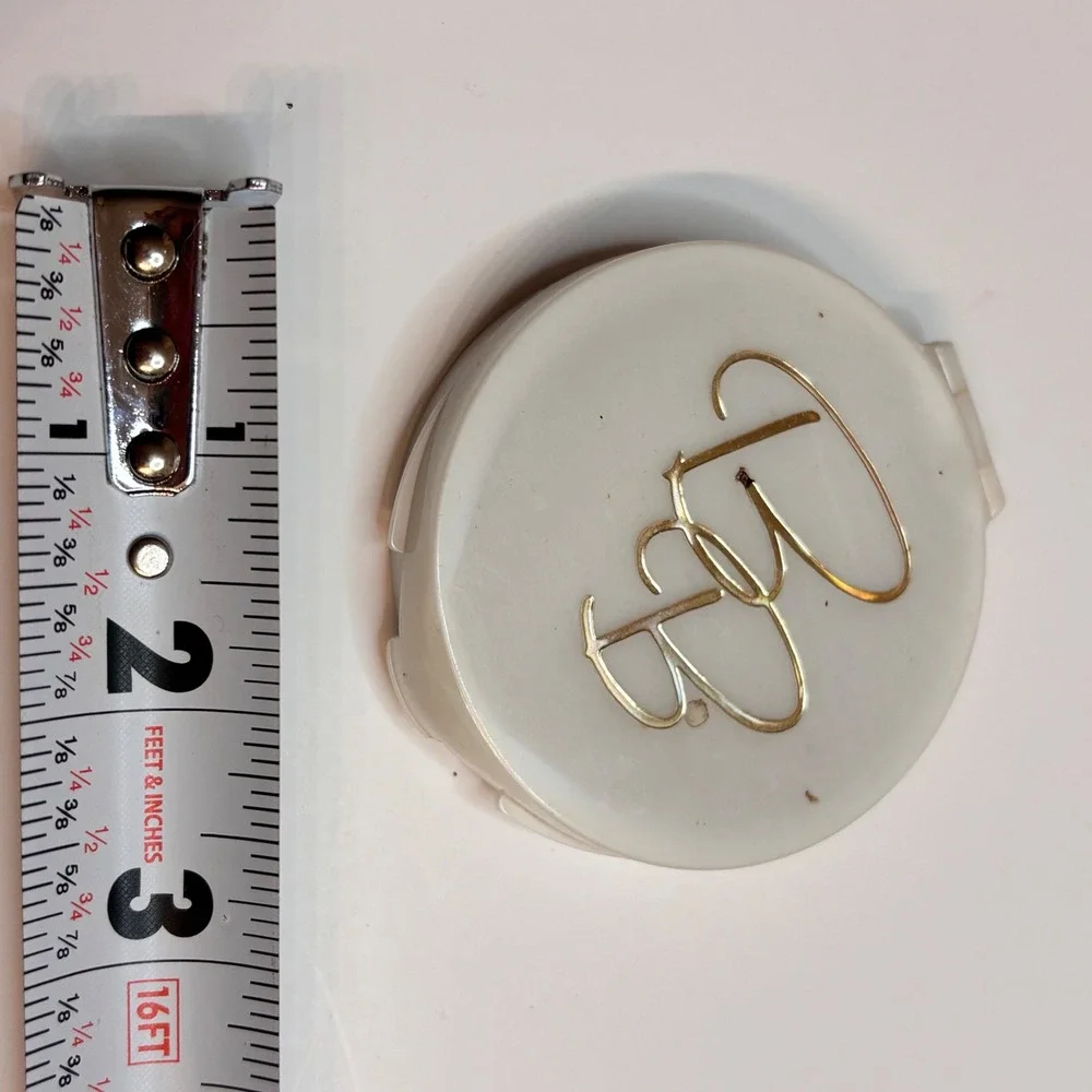 vintage Revlon Love Pat compact mirror creamy peach shade w/ white & gold accent